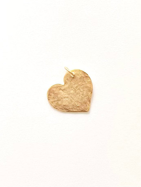 Hammered Heart, Charm Bracelet, Valentine Heart, Gold Charm, Gold Pendant, Jewelry Component, Gold Heart, Silver Heart