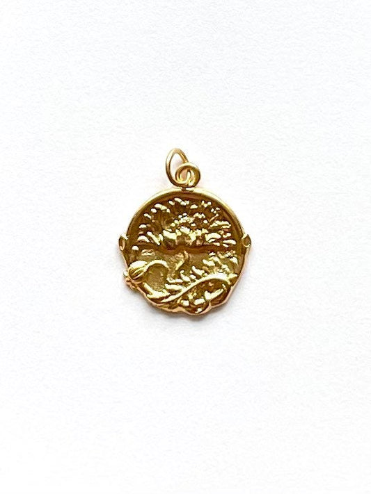Flower Charm, Coin Charm, Coin Jewelry, Gold Charm, Pewter Charm, Britannium Charm, Charm Bracelet, Gold Flower, Poppy Charm