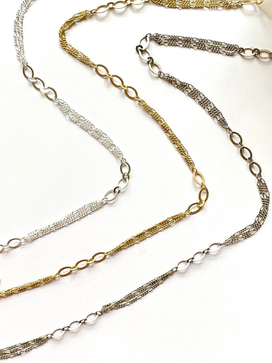 Triple Figaro, Bulk Chain, Chain by the Foot, Wholesale Chain, Jewelry Design, Necklace Chain, Figaro Chain, Gold Chain, Silver Chain