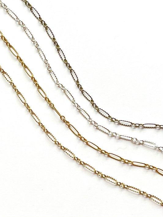 Etched Figaro, Figaro Chain, Necklace Chain, Jewelry Design, Bulk Chain, Wholesale Chain, Chain by the Foot