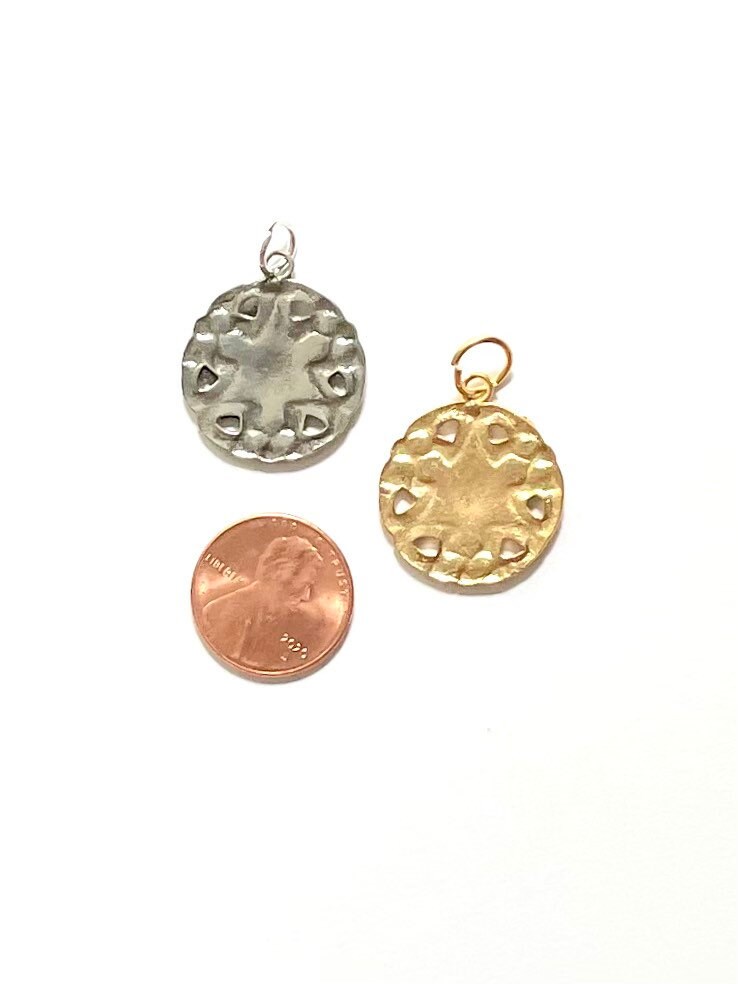 Gold Charm, Lace Edge Pendant, Silver Charm, Earring Drop, Gold Pendant, Silver Pendant