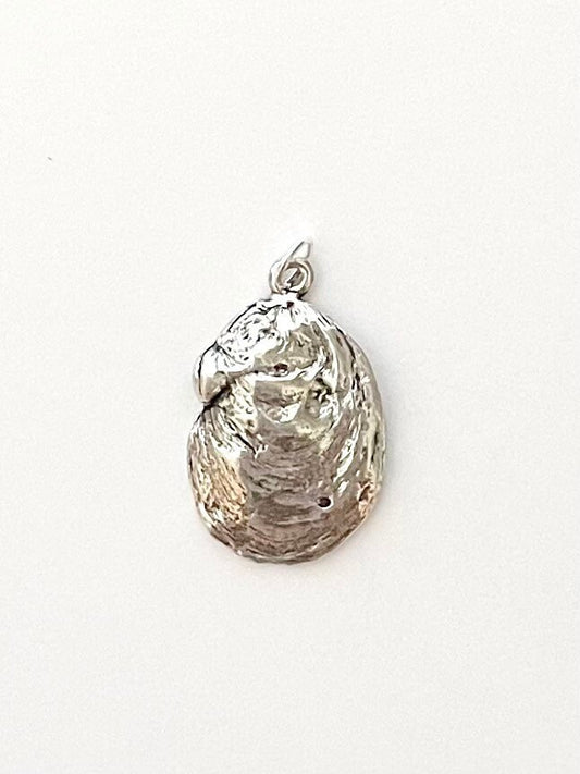 Ophelia the Oyster, Gold Oyster Charm, Shell Pendant, Nautical Charm, Gold Charm, Silver Pendant, Beach Jewelry, Silver Charm