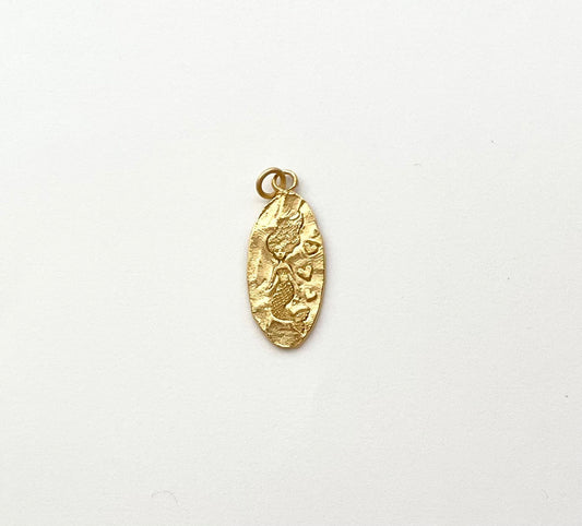 Mermaid with Hearts, Gold Mermaid Charm, Mermaid Jewelry, Gold Charm, Charm Bracelet, Nautical Charm, Beach Jewelry, Mermaid Pendant