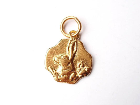 Rabbit Charm, Gold Charm, Bunny Rabbit, Rabbit Jewelry, Gold Pendant, Charm Bracelet, Britannium, Pewter Charm, Easter Charm