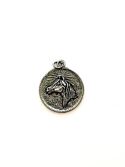 Horse Coin Pendant, Horse Head Pendant, Silver Horse Pendant, Statement Horse Pendant, Equestrian Pendant, Horse Pendant nt