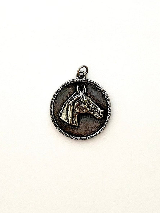 Horse Pendant, Horse Coin Pendant, Horse Head Pendant, Gold Horse Pendant, Statement Horse Pendant, Equestrian Jewelry