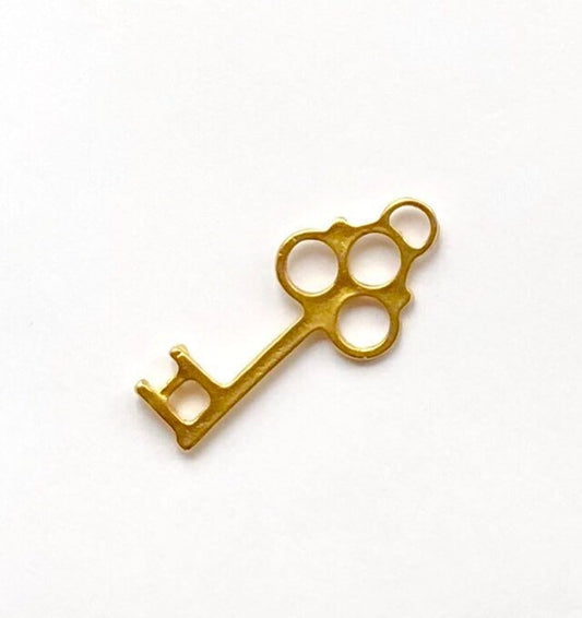Gold Key Charm, Skeleton Key, Key Pendant, Britannium, Pewter Charm, Gold Key Pendant, Key Necklace, Key Earrings, Steampunk, Antique Key