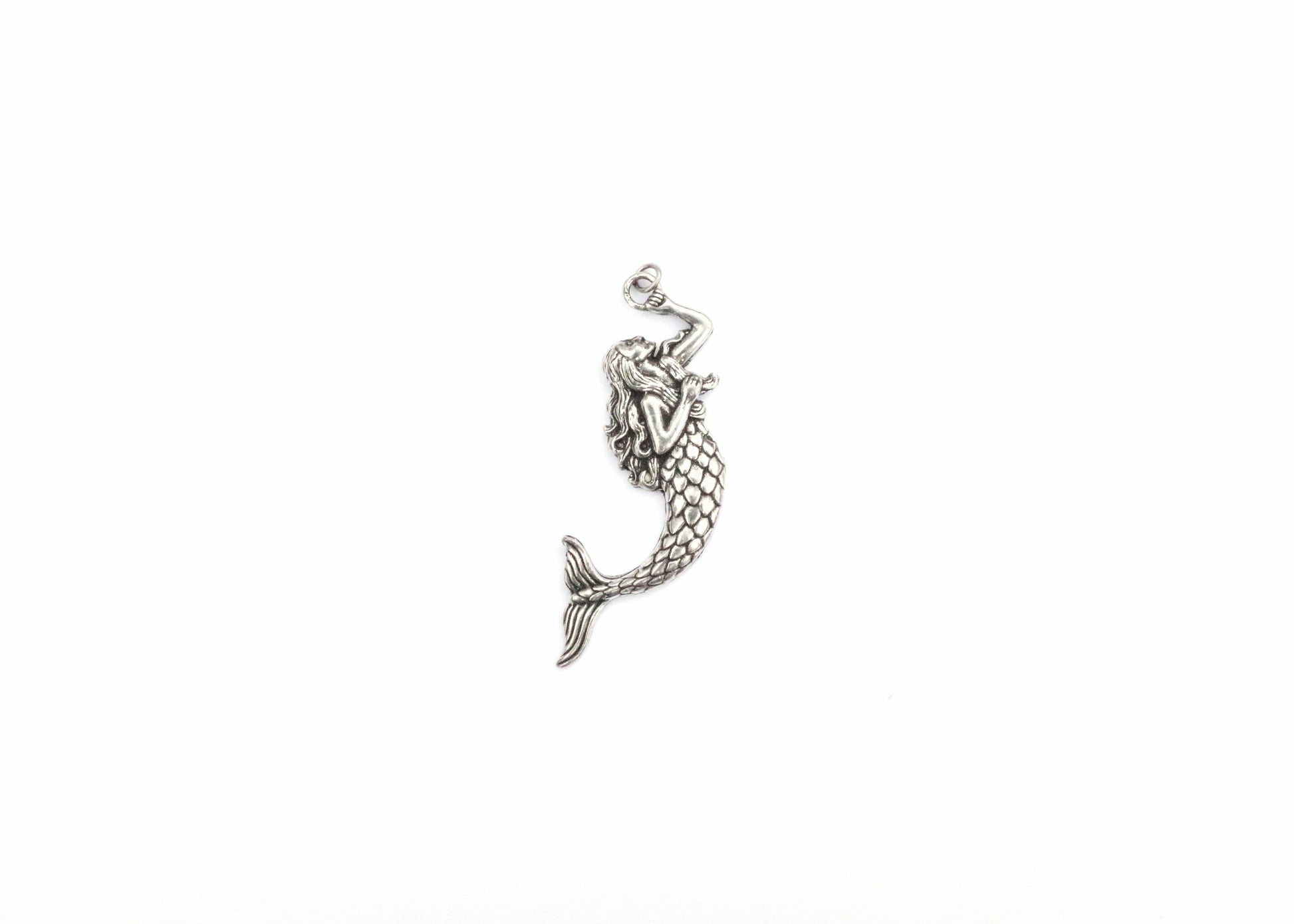 Gold Little Mermaid Pendant, Large Mermaid Charm, Ariel Necklace, Ocean Creature Jewelry, Mermaid Necklace, Gold Mermaid, Mermaid Charm