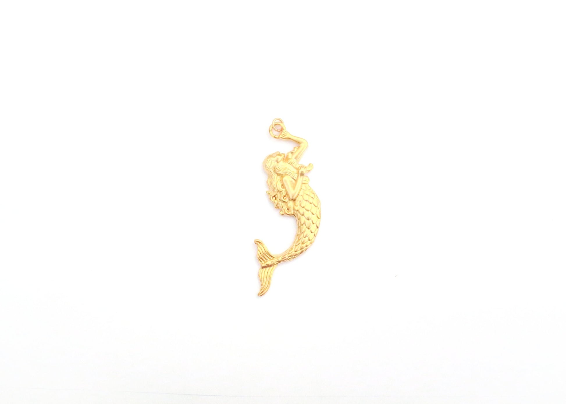 Gold Little Mermaid Pendant, Large Mermaid Charm, Ariel Necklace, Ocean Creature Jewelry, Mermaid Necklace, Gold Mermaid, Mermaid Charm
