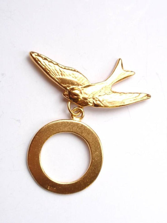 Gold Toggle Clasp, Gold Clasp, Swallow Necklace, Swallow Charm, Statement Necklace, Bird Toggle, Gold Finding