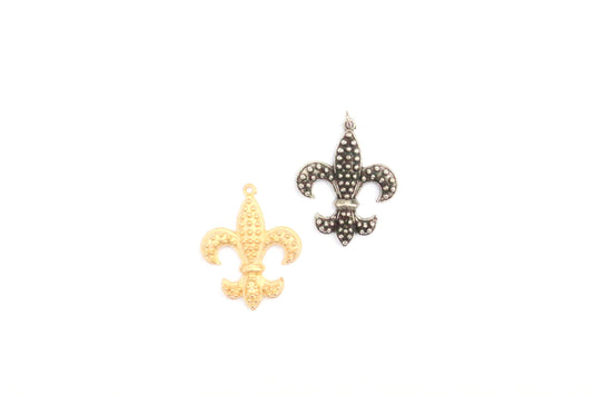 Gold Fleur de Lis Charm, NOLA Jewelry, New Orleans Fleur De Lis, Charm Bracelet, Pewter Charm, Gold Charm, French Pendant, Vintage Charm