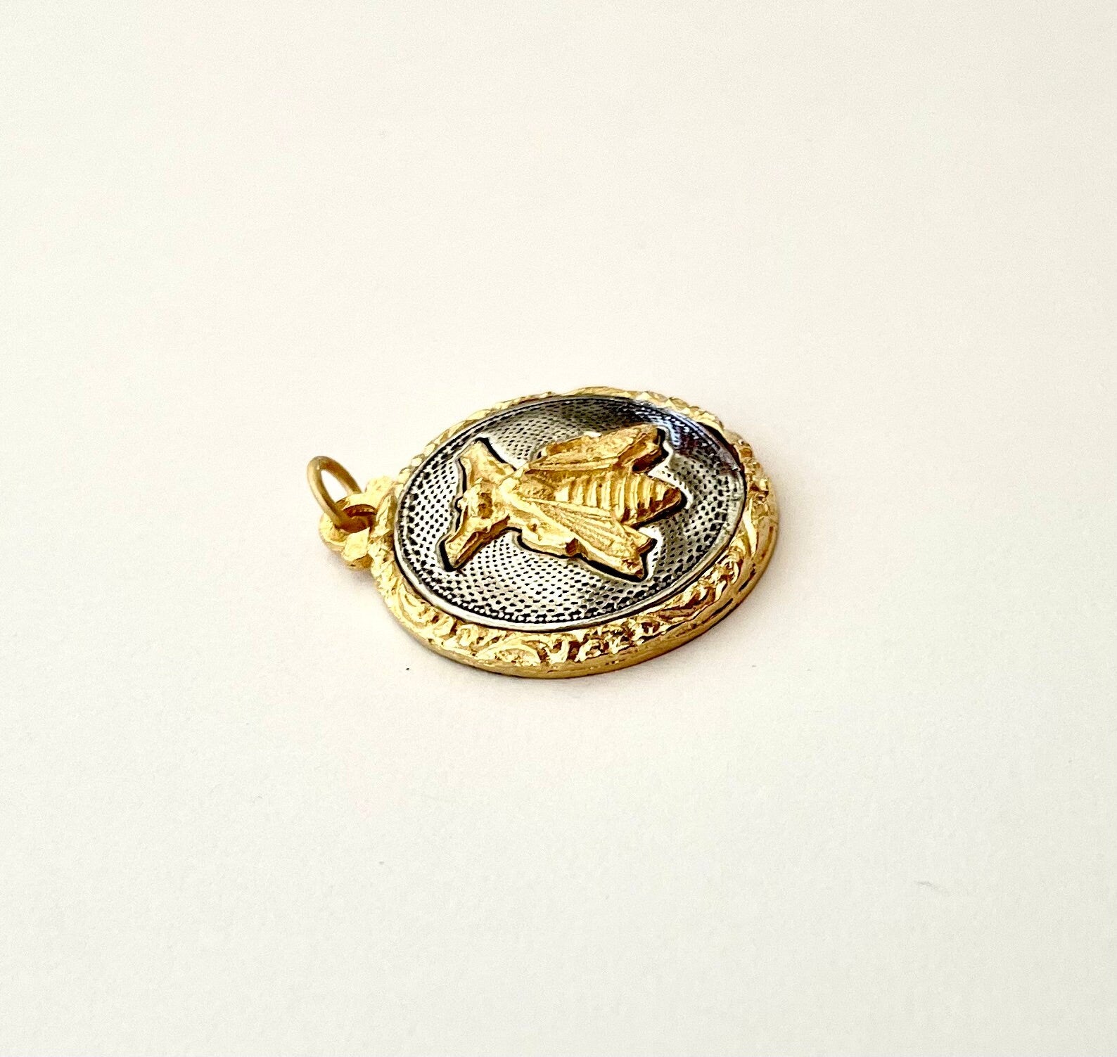 Bee Pendant, Mixed Metal Bee Pendant, Honey Bee Pendant, Bumblebee Pendant, Gold Bee, Silver Bee