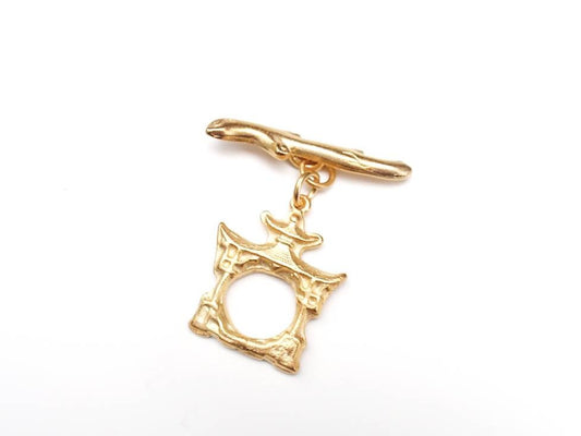Pagoda Toggle Clasp, Gold Toggle, Pewter Toggle, Asian, Gold Clasp, Toggle Clasp, Britannium Clasp, Pewter