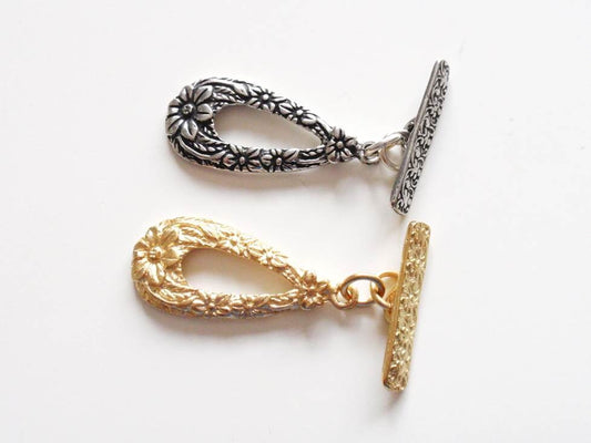 Gold Britannium Clasp, Pewter Toggle, Toggle, Pewter Clasp, Britannium Clasp, , Vintage Clasp, Floral Toggle, Vintage Toggle, Gold Clasp